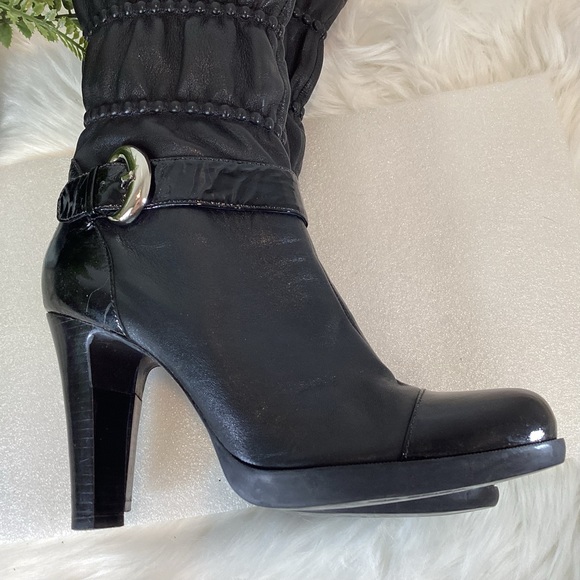 VIA SPIGA LEATHER MID CALF BOOTS BUCKLES SZ 7.5 - Picture 7 of 10